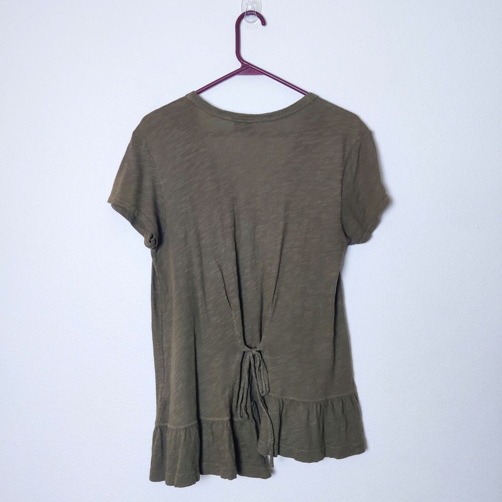 Anthropologie Left of Center Belmont Tie Back Peplum T Shirt XS Ruffle Slub Knit - Picture 3 of 14
